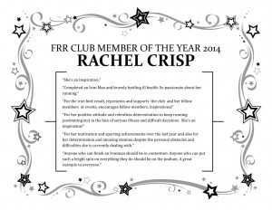 Rachel Crisp - Club Member of the Year 2014